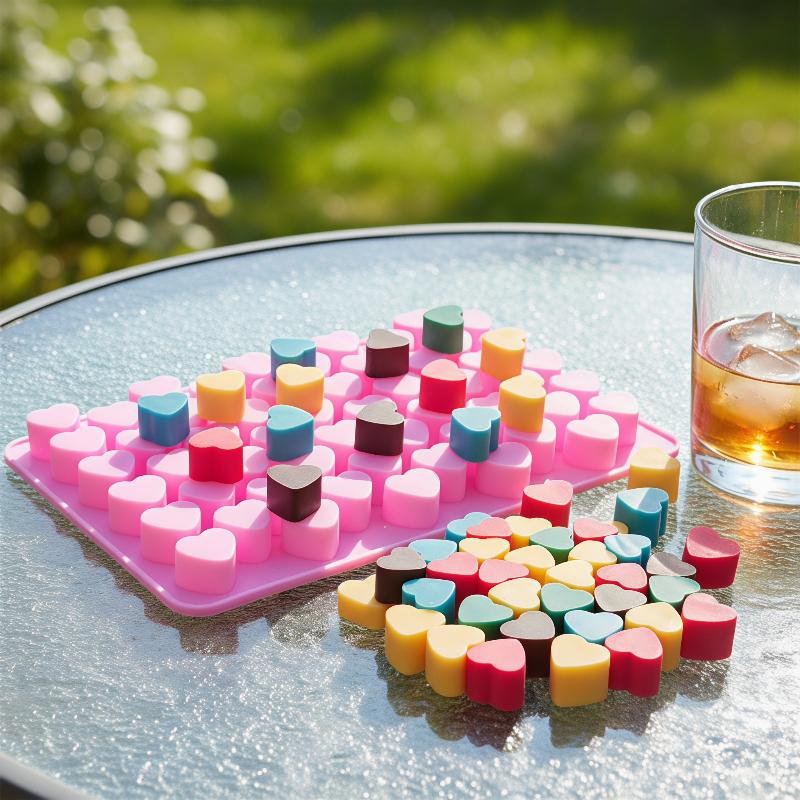 Soap Making Designs - 55グリッド ハート型シリコンケーキ型 BPAフリー 再利用可能 ノンスティックトレイ チョコレート