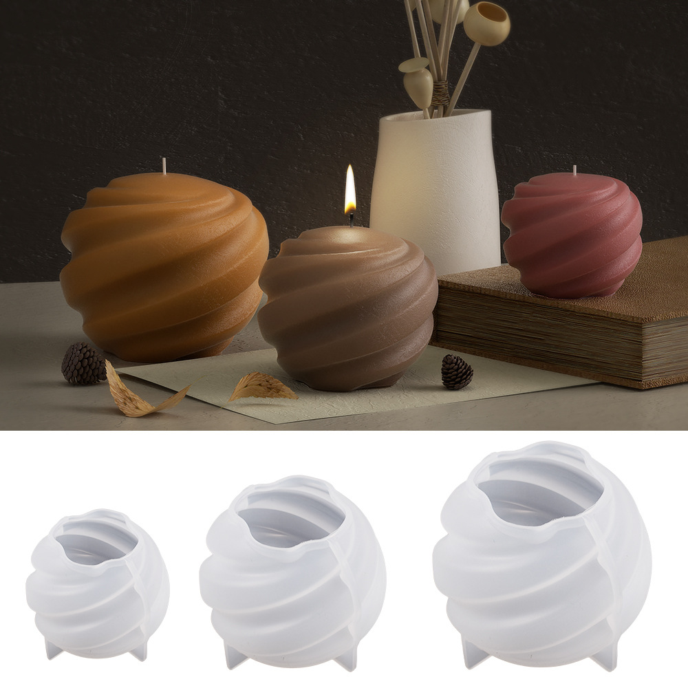 Soap Making Recipes - 回転式シリコンキャリングキャンドル型,3Dラウンドカービングボール,樹脂石鹸型,DIY,樹脂キャスティング,ジュエリー作り,家の装飾,1個