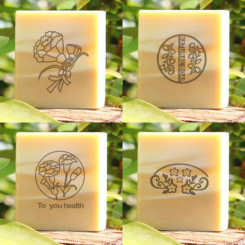 Soap Stamp Custom - 花の手作りクリアスタンプ、天然石鹸シール、ハンドルなし、アクリルの章、カスタムロゴのサポート、クリエイティブ