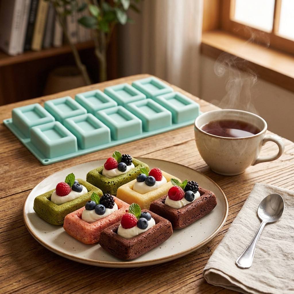ノンスティック10穴長方形シリコン製ベーキングモールド、フレ - Soap Making Ideas のレビューと価格