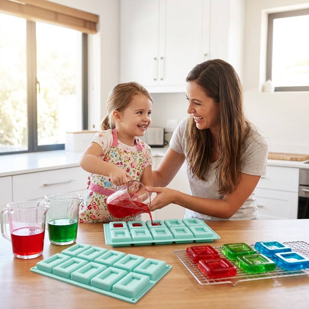 ノンスティック10穴長方形シリコン製ベーキングモールド、フレ - Soap Making Ideas のレビューと価格
