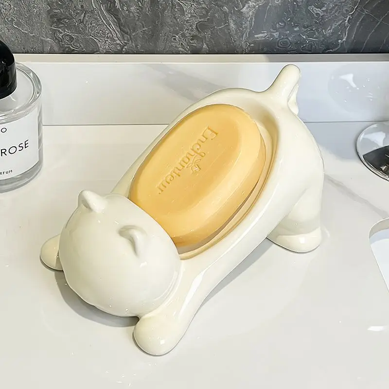 かわいい猫の形をした石鹸置き、滑らかなプラスチック製トイレ石 - Soap Making Tutorial のレビューと価格