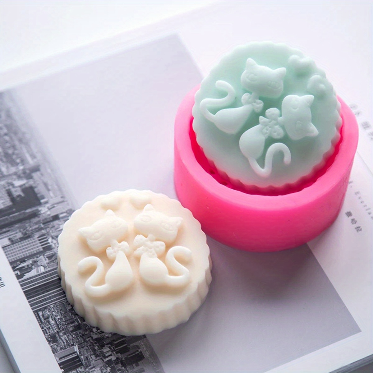 1ピースシリコン製猫型石鹸型 - 丸型DIYキャンドル作成型 - Soap Making Ideas のレビューと価格