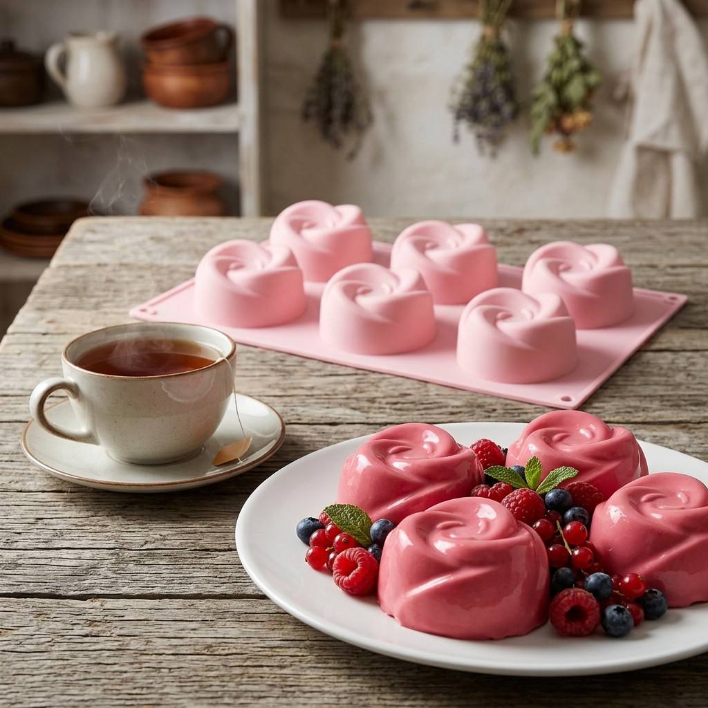 食品グレード6個取りローズフラワーシリコンモールドBPAフリ - Soap Making Designs のレビューと価格